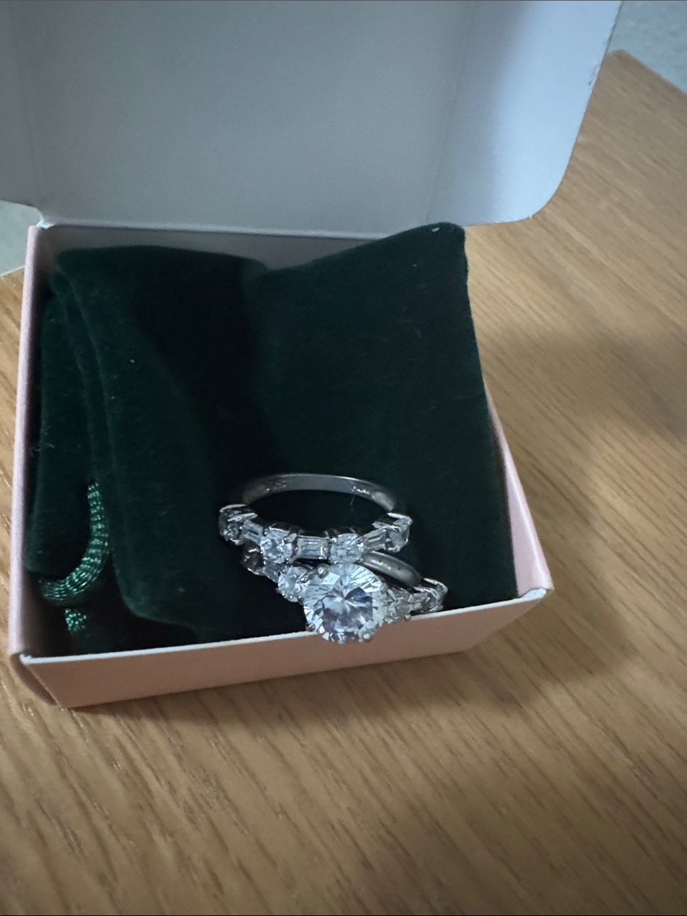 T.J.Maxx Silver Tone Clear Stone Ring Set - White